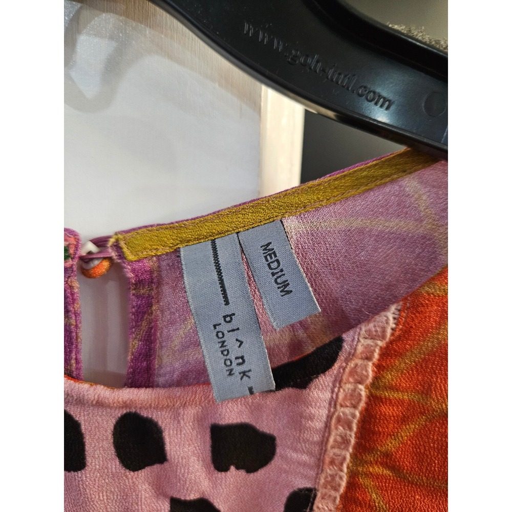 Whimisical Blink London ANTHRO  Patchwork Mixed Print Blouse Long Sleeve Pink  M - Picture 2 of 4